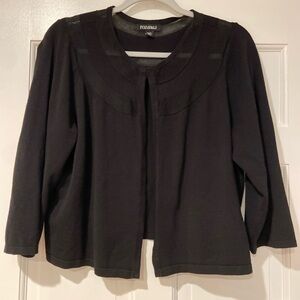 Roz & Ali Black Open-Front Cardigan | Size 1X